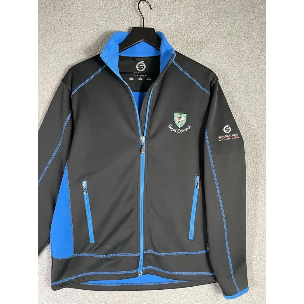 Sunderland of Scotland Royal Dornoch Golf Jacket Black Blue Bonded Fleece XS‎